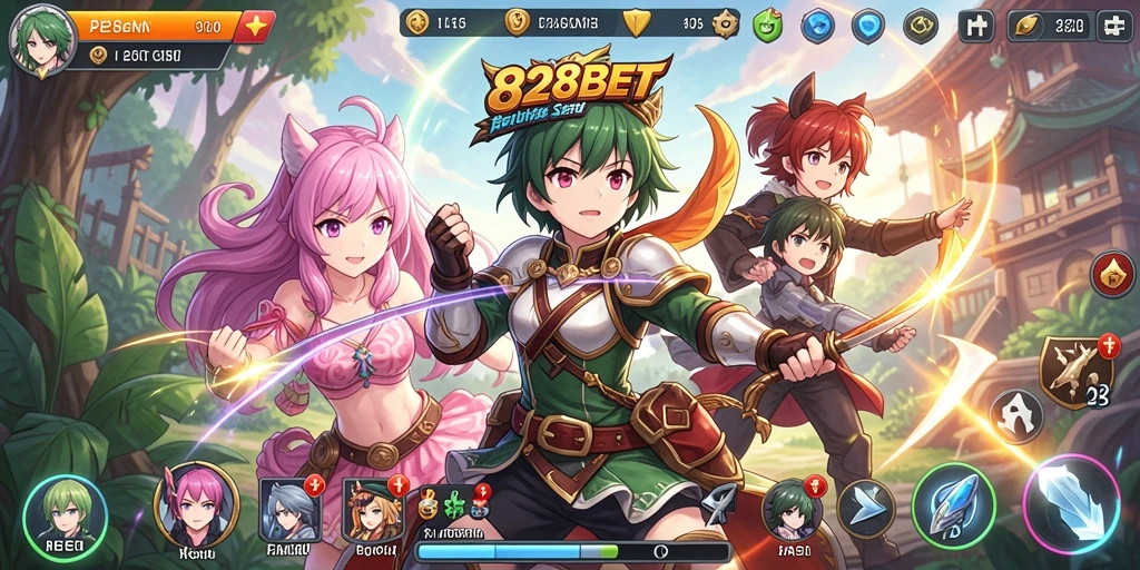 Tampilan aksi seru dalam game anime 828BET.