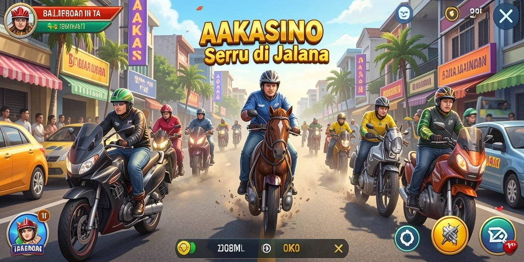 Tampilan gameplay AAKASINO yang penuh aksi balapan.