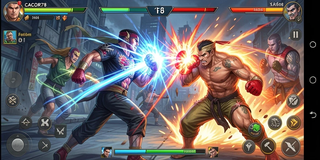 Tampilan pertarungan seru dalam gameplay CACOR78 dengan karakter yang unik.