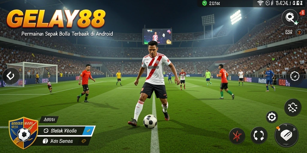 Screenshot gameplay menunjukkan aksi mendebarkan di lapangan sepak bola.