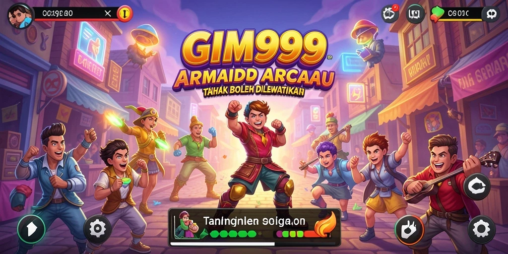 Tangkapan layar dari GIM999 menampilkan aksi seru dalam permainan Arcade.