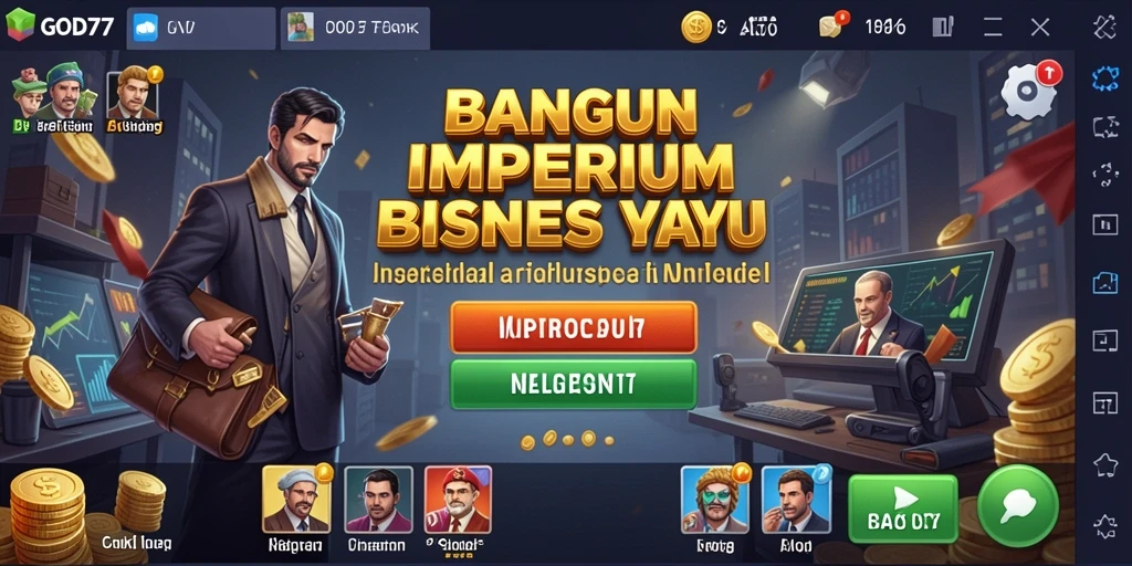 Screenshot dari gameplay GOD77 yang menunjukkan manajemen bisnis yang dinamis.