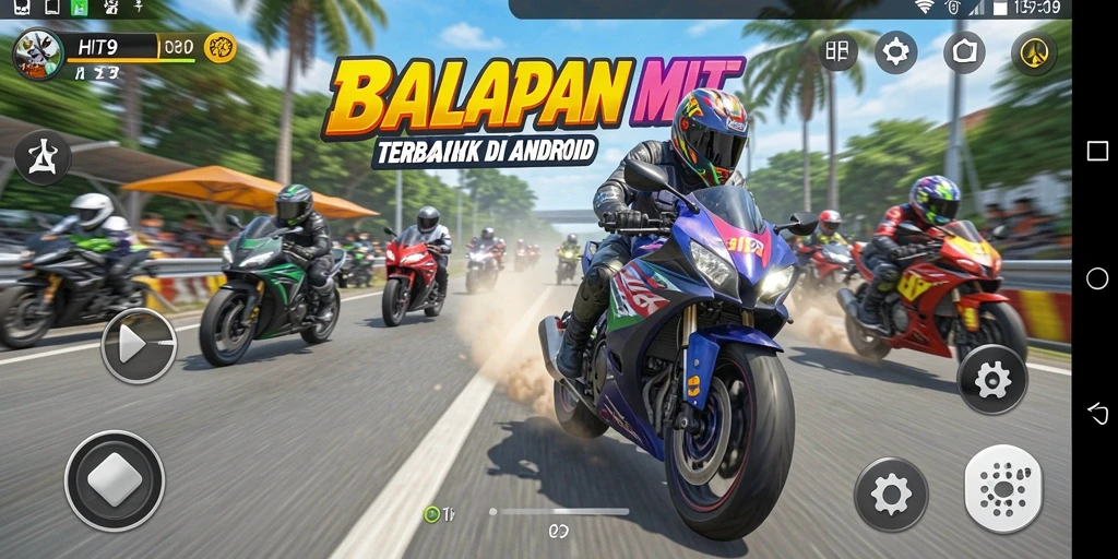 Tampilan gameplay HIT9 dengan motor balap yang mendebarkan.