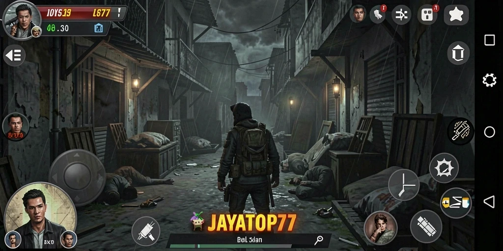 Tampilan gameplay menegangkan di <strong>JAYATOP77</strong> dengan suasana Horror yang mencekam.