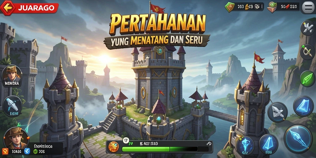 Tangkapan layar JUARAGO menampilkan aksi seru dalam game Tower Defense.