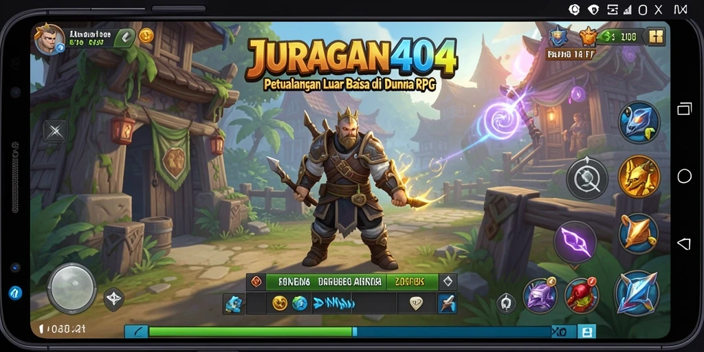 Screenshot menampilkan aksi seru dalam game RPG JURAGAN404.