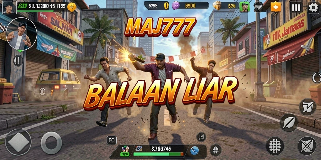 Tampilan utama gameplay MAJ777 dengan aksi balapan yang intens.