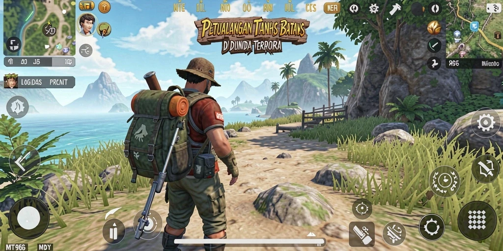Screenshot gameplay MT966 menampilkan eksplorasi dunia terbuka yang luas dan dinamis.