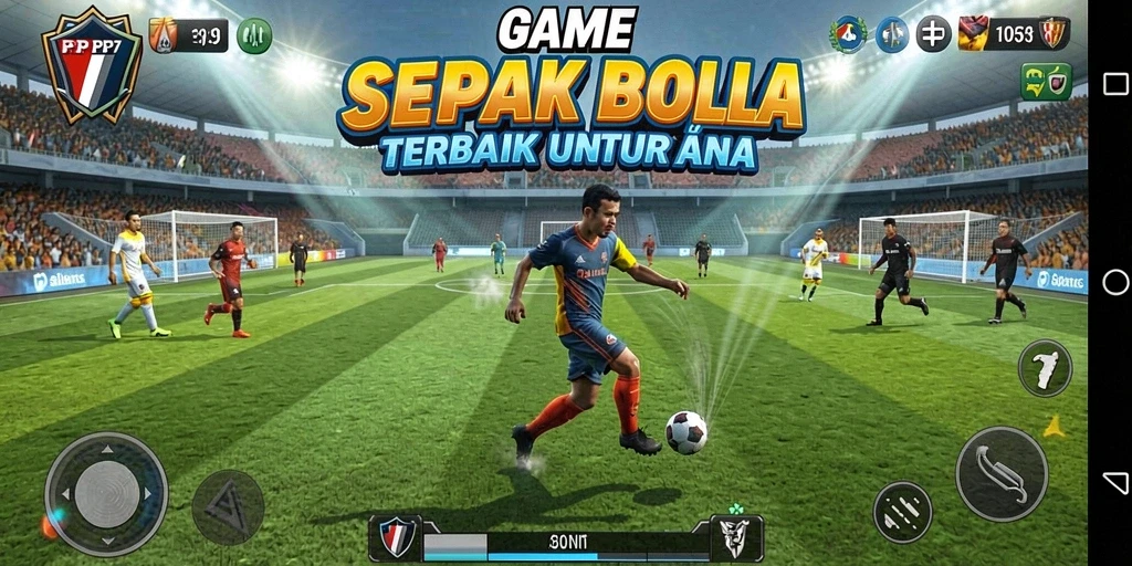 Tampilan menarik dari gameplay PP7 dengan aksi sepak bola seru.