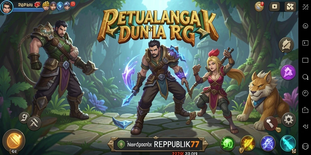 Tampilan gameplay <strong>REPUBLIK77</strong> yang penuh aksi dan petualangan RPG.