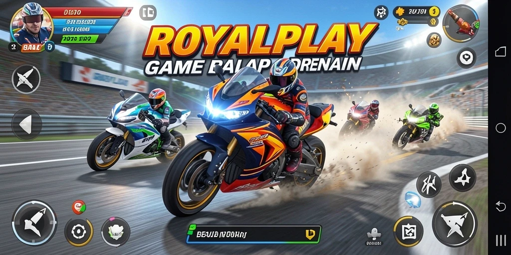 Tampilan mendebarkan dari gameplay balap motor di ROYALPLAY.