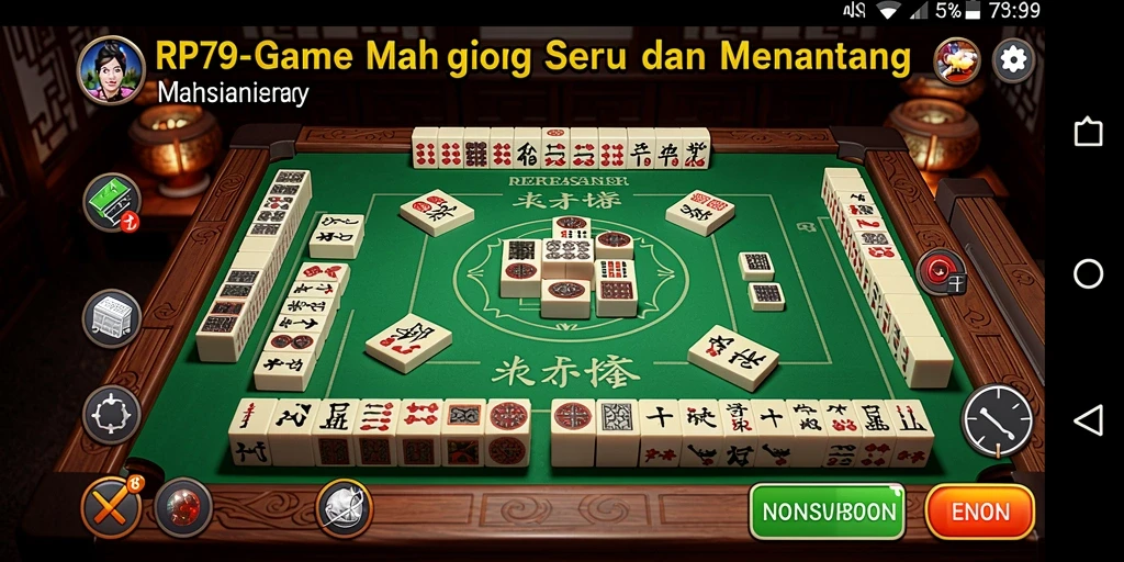 Screenshot gameplay RP79 menampilkan suasana Mahjong yang mendebarkan.