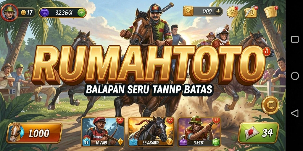 Tampilan gameplay RUMAHTOTO saat balapan di trek menantang.