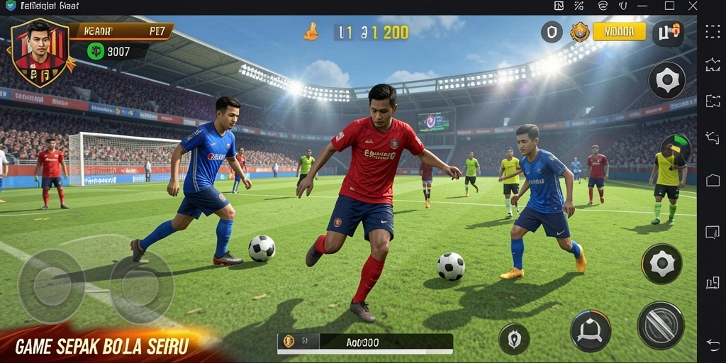 Tampilan utama gameplay SD107 dengan aksi seru sepak bola.