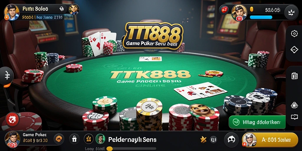 Tampilan gameplay seru di TTT888 dengan aksi poker yang intens.