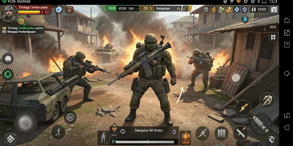 Screenshot VC55 menunjukkan pertempuran strategis yang menegangkan.