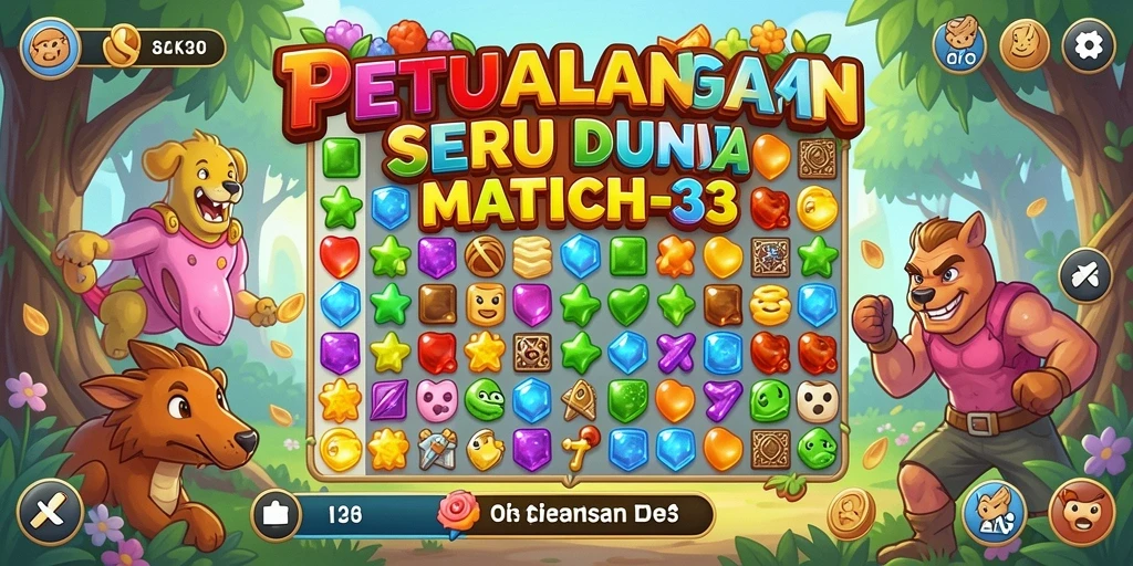 Tangkapan layar ZK3 menampilkan kombinasi objek match-3 yang penuh warna.