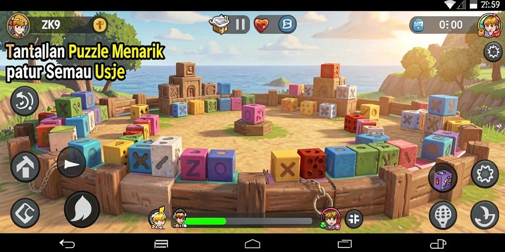 Tampilan gameplay ZK9 dengan berbagai teka-teki menarik.